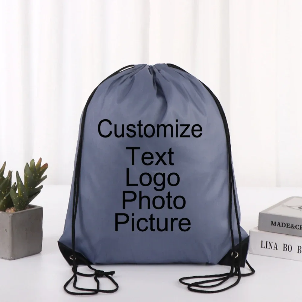 sac à dos de cyclisme avec logo/texte/nom personnalisé, sac à chaussures à cordon de serrage pour vêtements, ceinture étanche, sac de sport portable en nylon