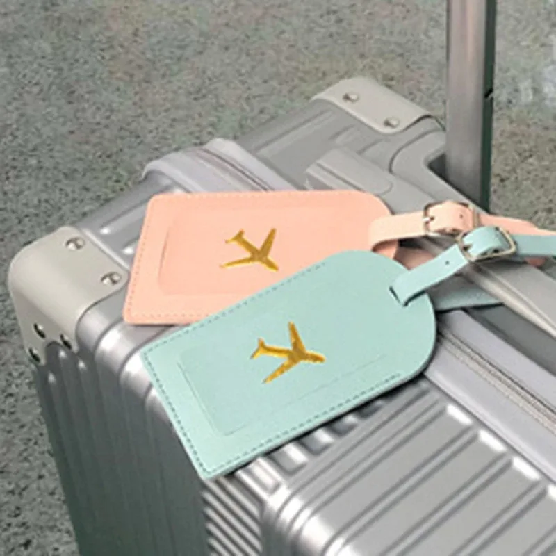 étiquette de bagage en cuir pu, 1 pièce, étiquettes d'identification de nom, étiquette d'identification de valise de voyage, étiquette de sac d'embarquement, accessoires de voyage