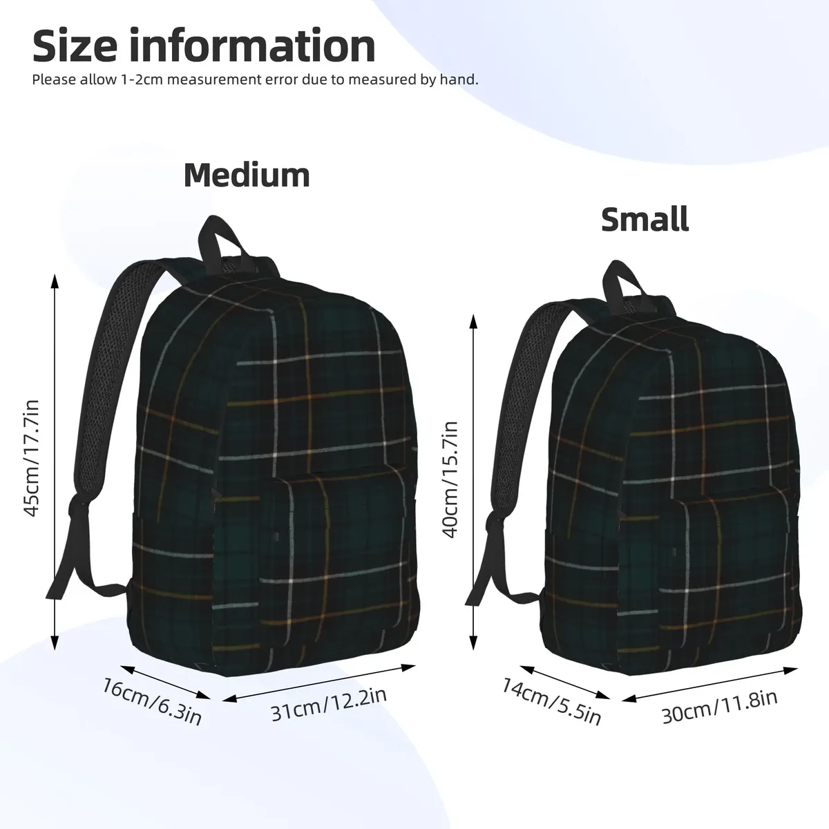 macalpine sac à dos tendance écossais en tartan, durable, pour le lycée, le travail, pour hommes et femmes, sac à bandoulière pour ordinateur portable