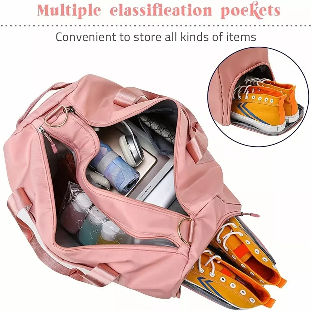 sac de sport pour hommes avec compartiment à chaussures et sac humide, sac polochon de voyage en avion pour femmes, sac fourre-tout de sport et de fitness pour la natation et le yoga