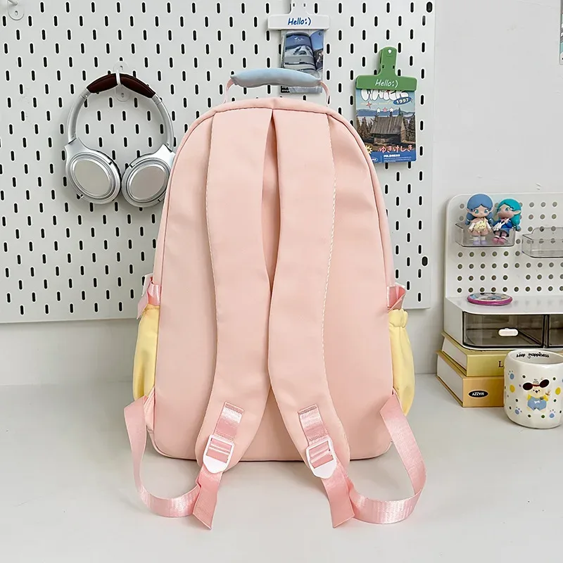 sac à dos scolaire grande capacité en nylon, imperméable et résistant à l'usure, pour filles du collège, léger et élégant
