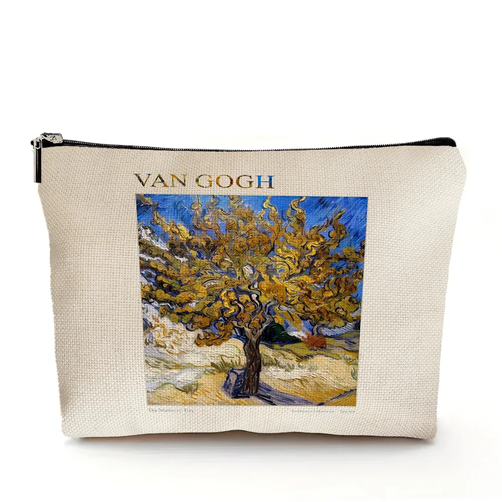 vincent van gogh femmes sac cosmétique nuit étoilée double impression dame sacs de maquillage de mariage fille voyage sac à main organisateur portefeuille