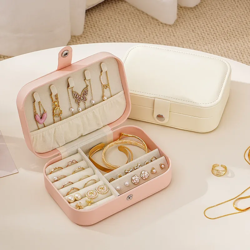 Étui à bijoux de voyage, petite boîte à bijoux, boîte à bijoux de voyage portable, plateaux, organisateur, présentoir, mallette de rangement pour bagues et boucles d'oreilles