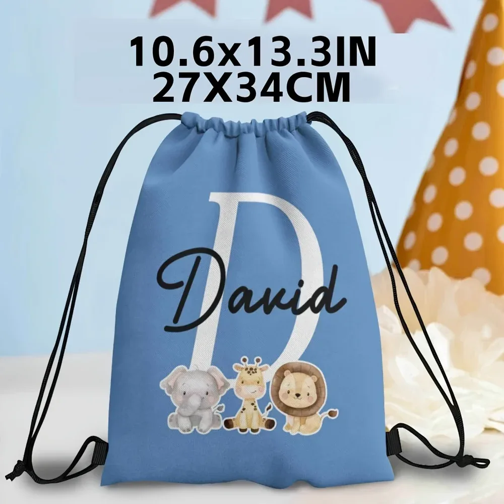 1 sac à dos à cordon personnalisé sur le thème des animaux mignons, 12 options de couleurs au choix, personnalisation du nom.
