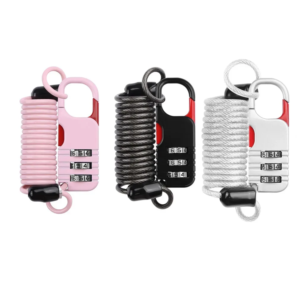 serrure de voyage pour bagages, cadenas à combinaison à 3 chiffres, câble à ressort (80cm) pour casier de gymn