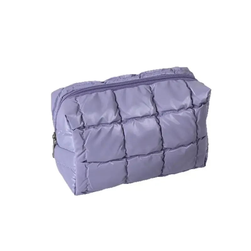 grande trousse de toilette zippée, mignonne, en coton doux, matelassée, pour femmes