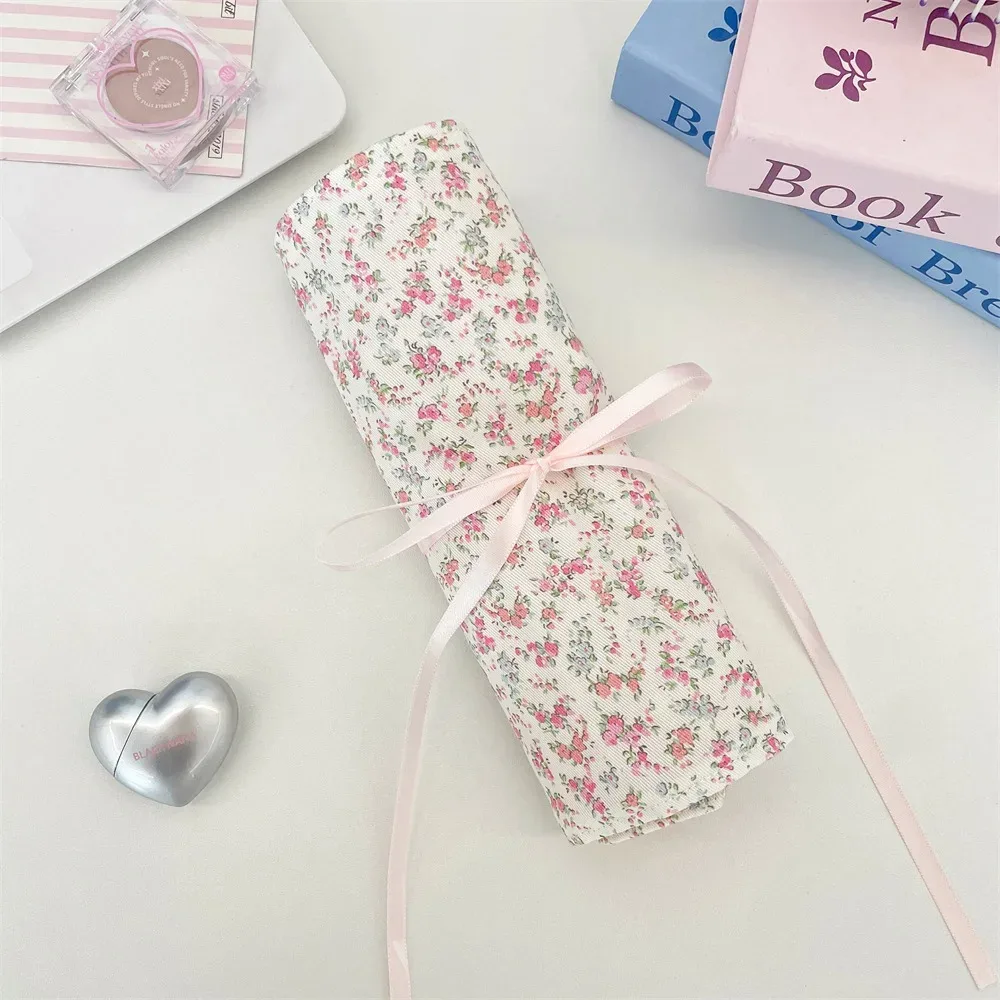sac de rangement pratique pour pinceaux de maquillage, grande capacité, rose, motif floral, organiseur d'outils de beauté pour la maison