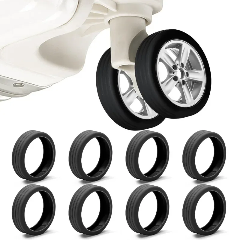 protecteur de roues de bagages en silicone, 8 pièces, roulettes, chaussures, valise de voyage, réduit le bruit, accessoires de couverture de protection