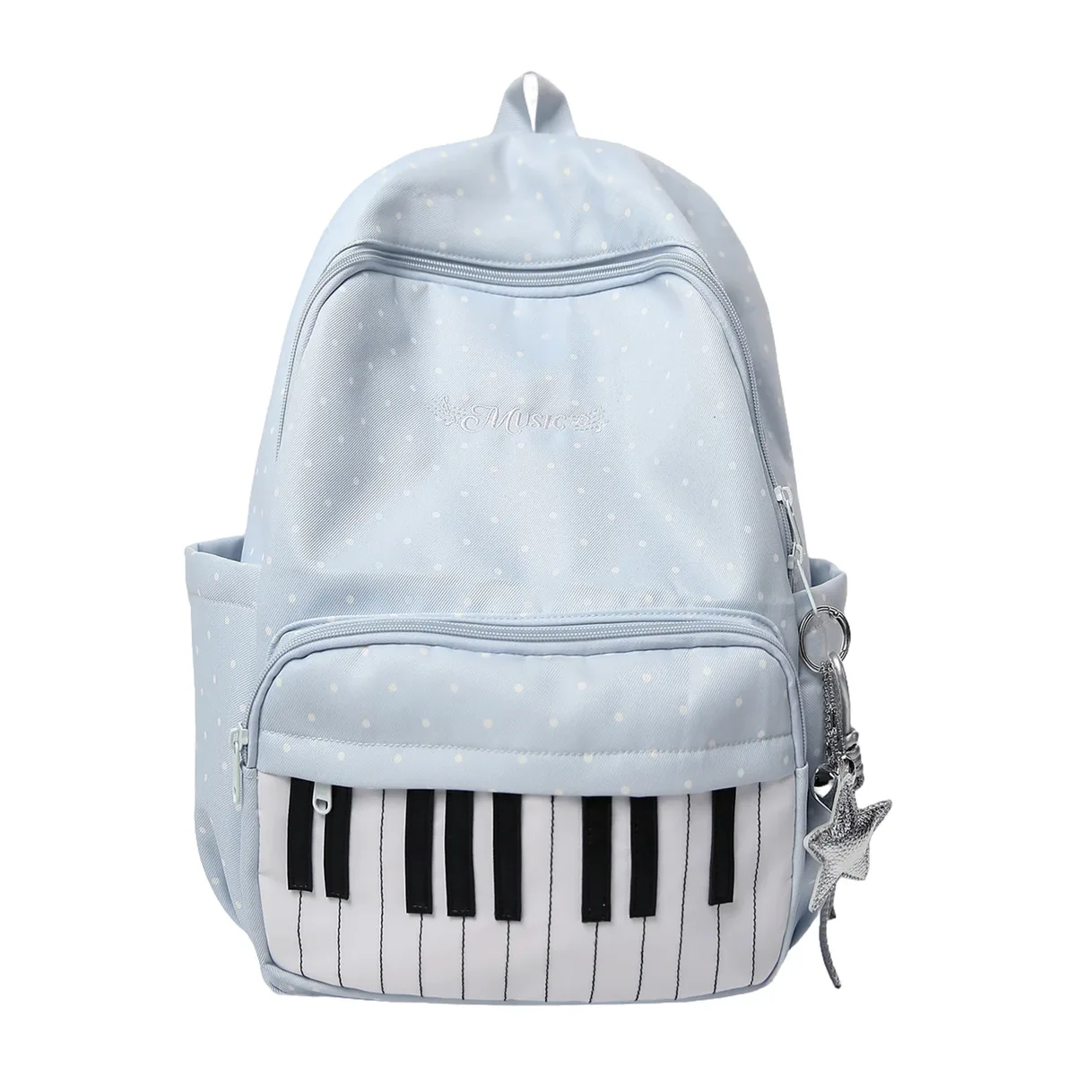 sac à dos en nylon à pois tendance, sac à dos pour clavier de piano avec pendentif, sac à dos quotidien pour adolescentes, sacs à dos mignons, grand sac de voyage, sac pour ordinateur portable