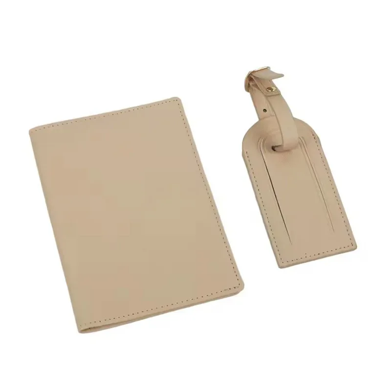 couverture de passeport en cuir saffiano avec initiales personnalisées gratuites, ensemble d'étiquettes de bagages, porte-passeport, étiquette de valise de voyage, accessoires de voyage
