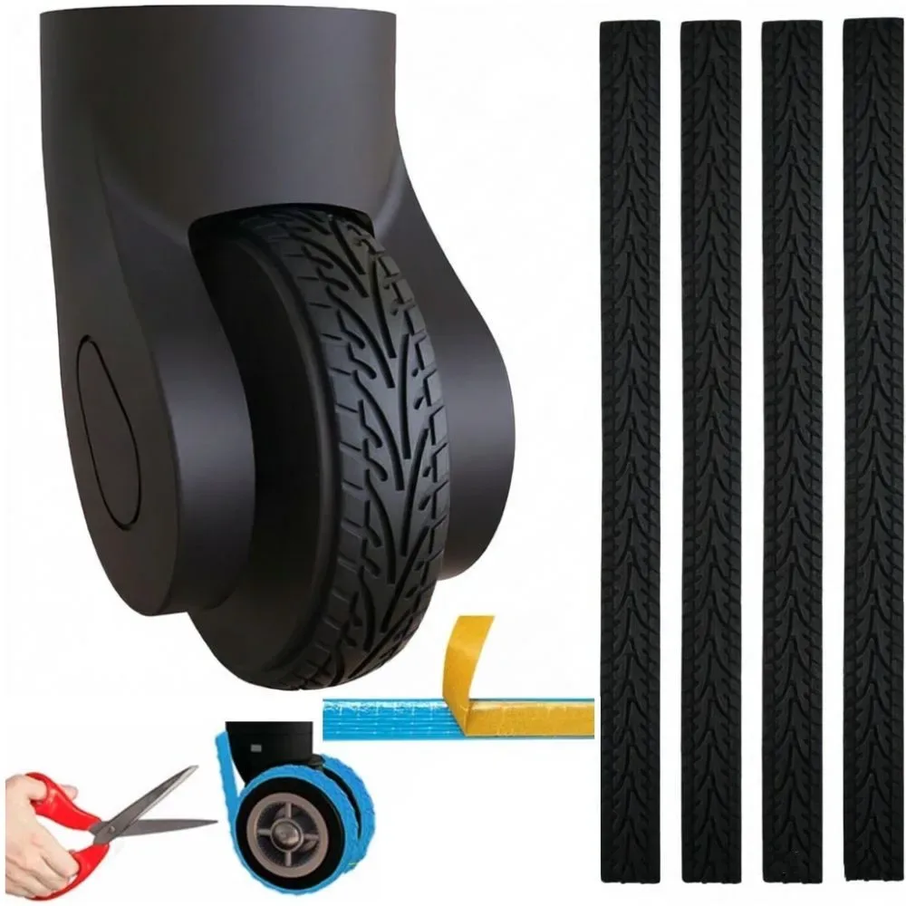 autocollants de protection auto-adhésifs en silicone pour roues de bagages, manchons pour roues de valise, réd