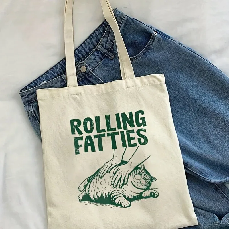 sac à main amusant en forme de chat roncelfeuilleux, sac à bandoulière réutilisable, durable, adapté aux cours