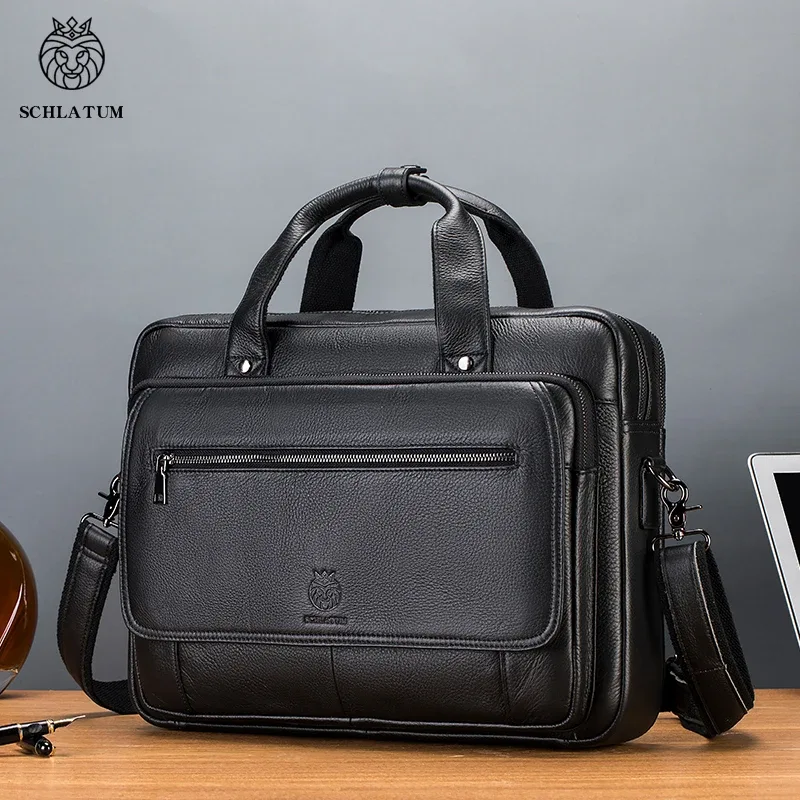 SCHLATUM porte-documents en cuir véritable dur pour hommes 16 pouces bureau affaires ordinateur sac de luxe Vintage sacs à main