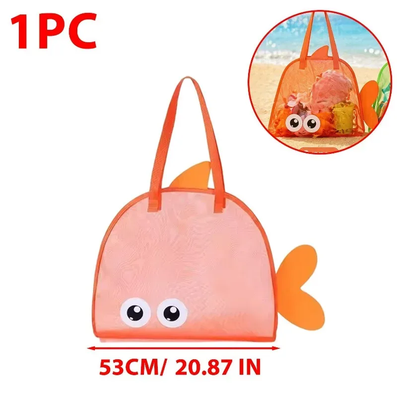 sac de plage en filet, forme de poisson mignon, grande capacité, séchage rapide, sac fourre-tout en filet pour la piscine, la collecte de coquillages, pliable et léger