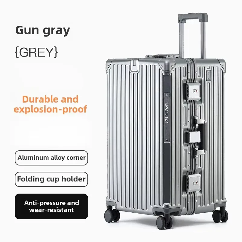 klqdzms valise à cadre en aluminium 26 "29" 32 pouces boîtier de chariot de grande capacité type de chariot sac de voyage boîte de mot de passe pour femmes bagage de cabine