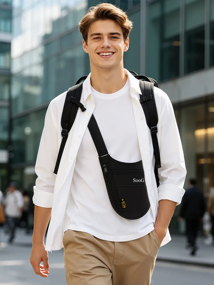 soogree pochette de voyage antivol avec blocage rfid, sac à bandoulière de sécurité caché, porte-passeport, porte-cartes, porte-téléphone, portefeuille pour hommes et femmes