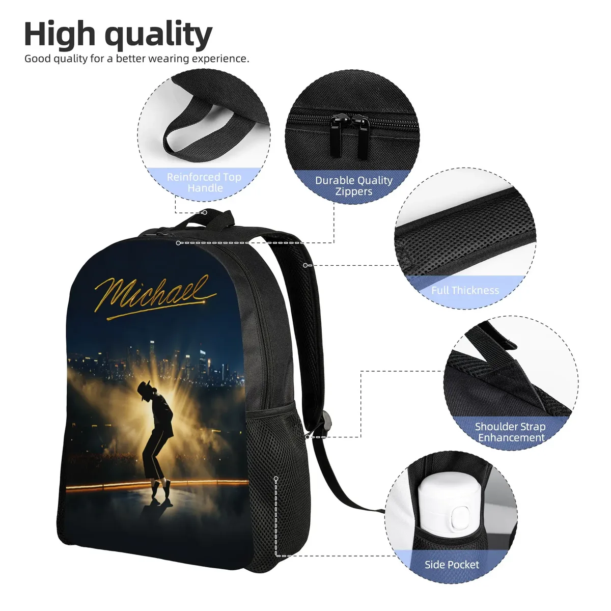 sac à dos michael mj pour homme, sacs à dos de voyage en polyester, grands sacs d'école esthétiques, sac à dos