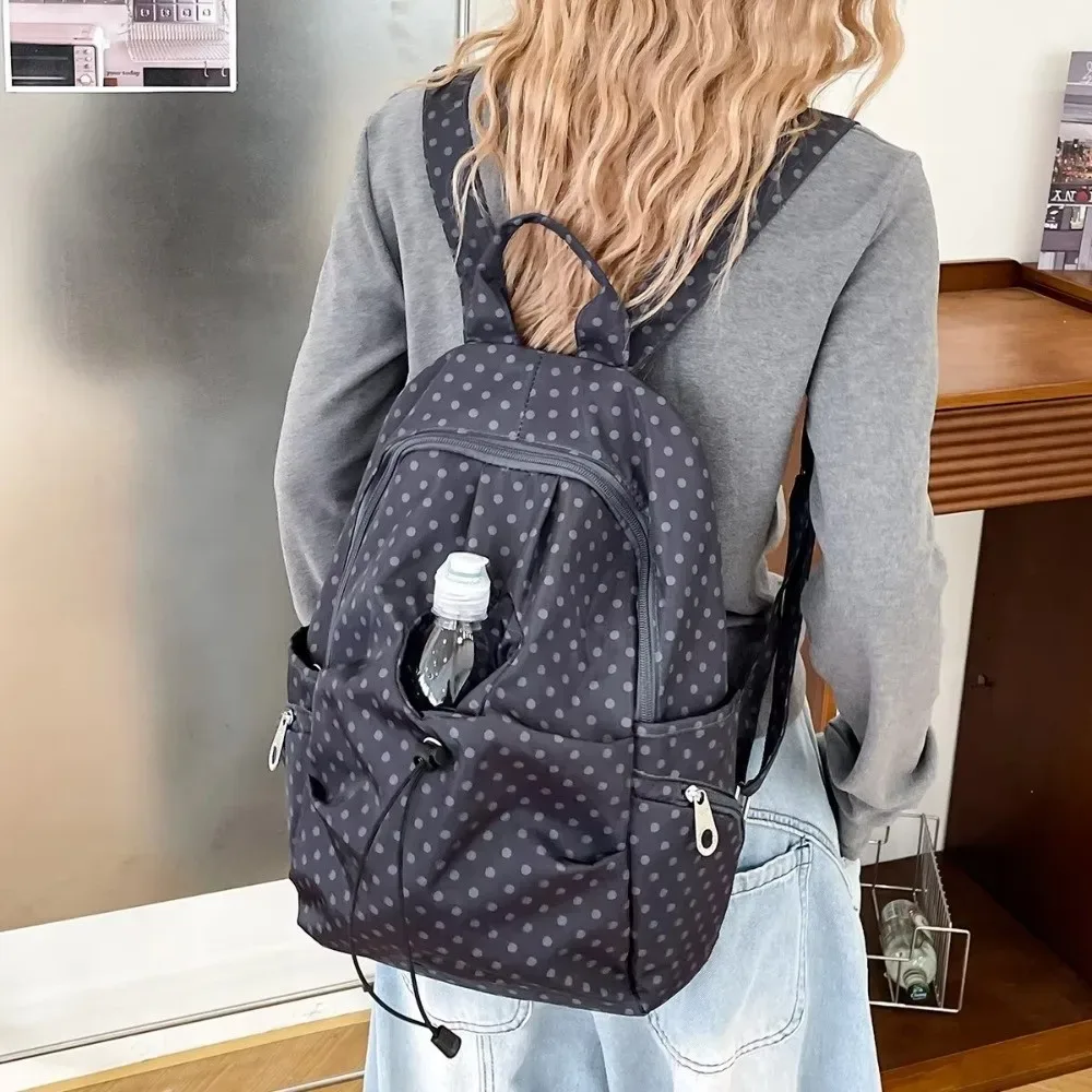 Sac à dos coréen à pois pour femmes, sac à dos léger en nylon, sac d'école pour étudiants, utilisation en voyage
