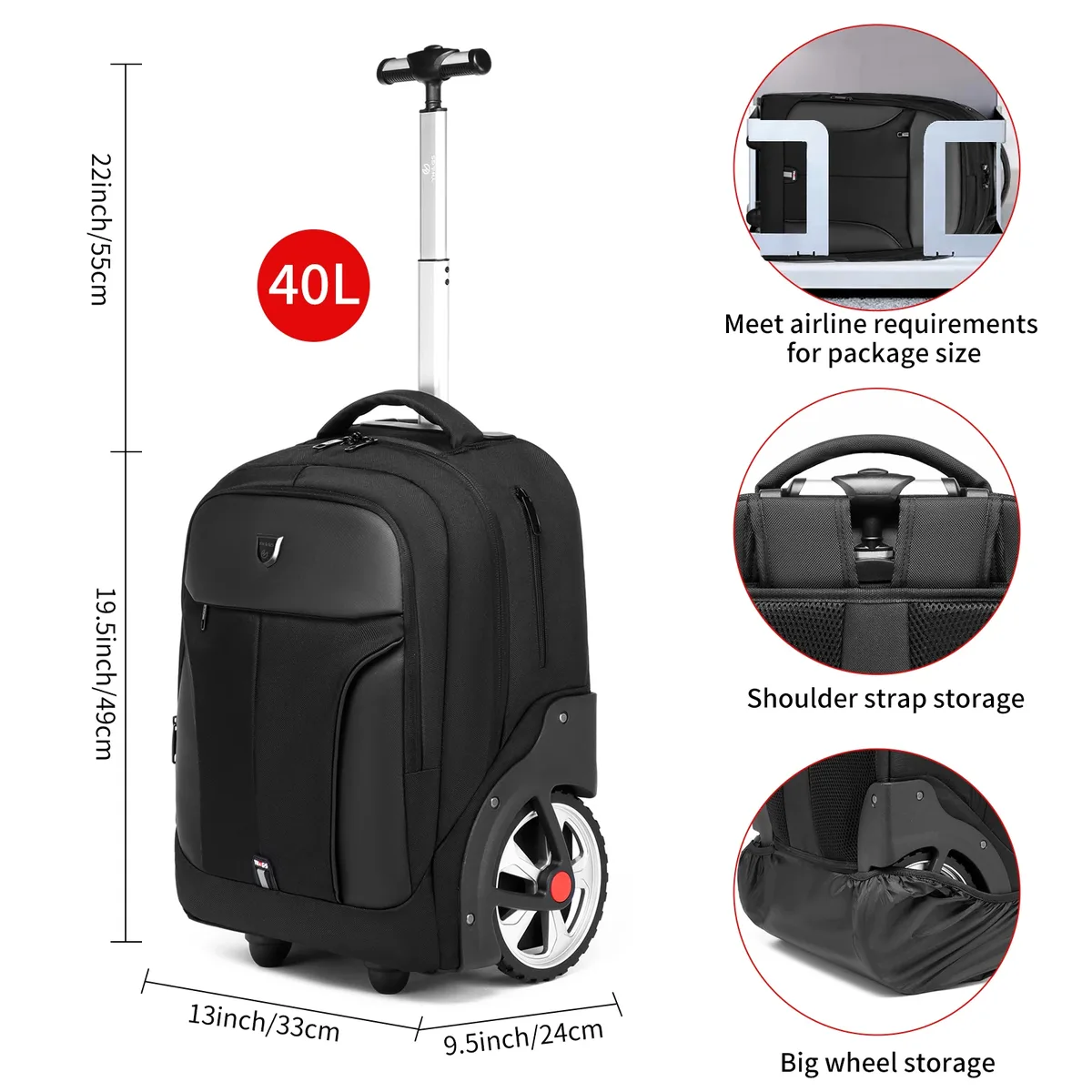 sac à dos à roulettes multifonctionnel pour ordinateur portable, valise de voyage, sac de transport pour affaires