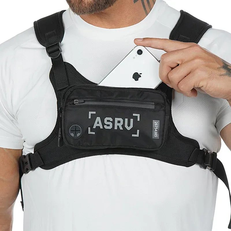 sac de poitrine tactique pour homme, gilet de sport extérieur réfléchissant et imperméable, sac de poitrine multifonctionnel pour téléphone, sac de sport décontracté pour homme