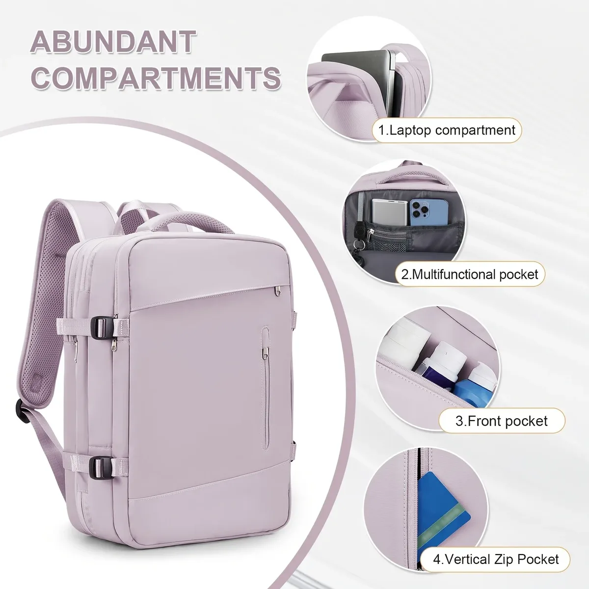 sac à dos de voyage imperméable de grande capacité avec compartiment à chaussures indépendant, rangement multi-compartiments et multi-couches, minimaliste a