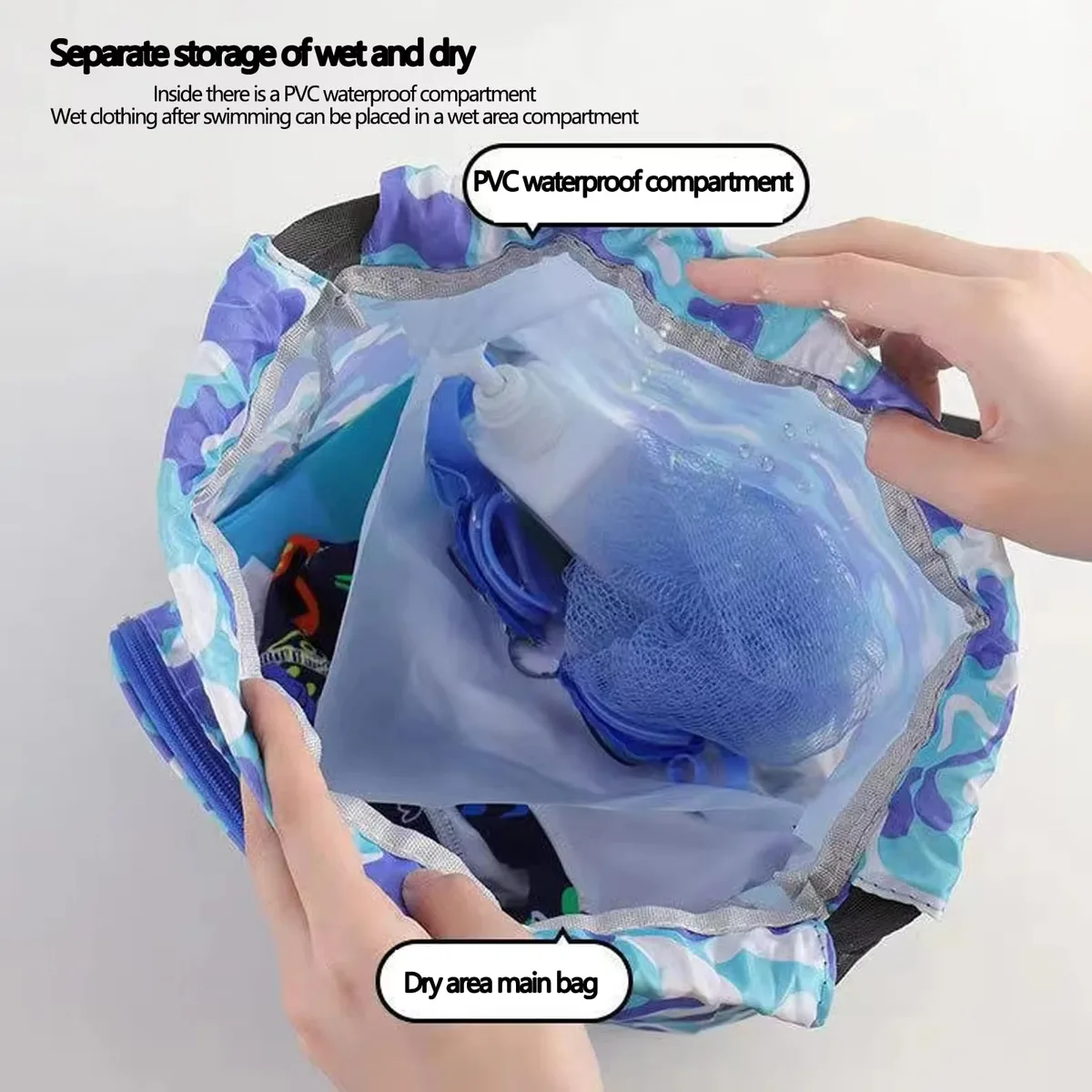 sac de natation étanche pour enfants, sac à dos de plage, de gymnastique, sacs à cordon de serrage, sac à bandoulière de rangement, sac séparé sec et humide, grand