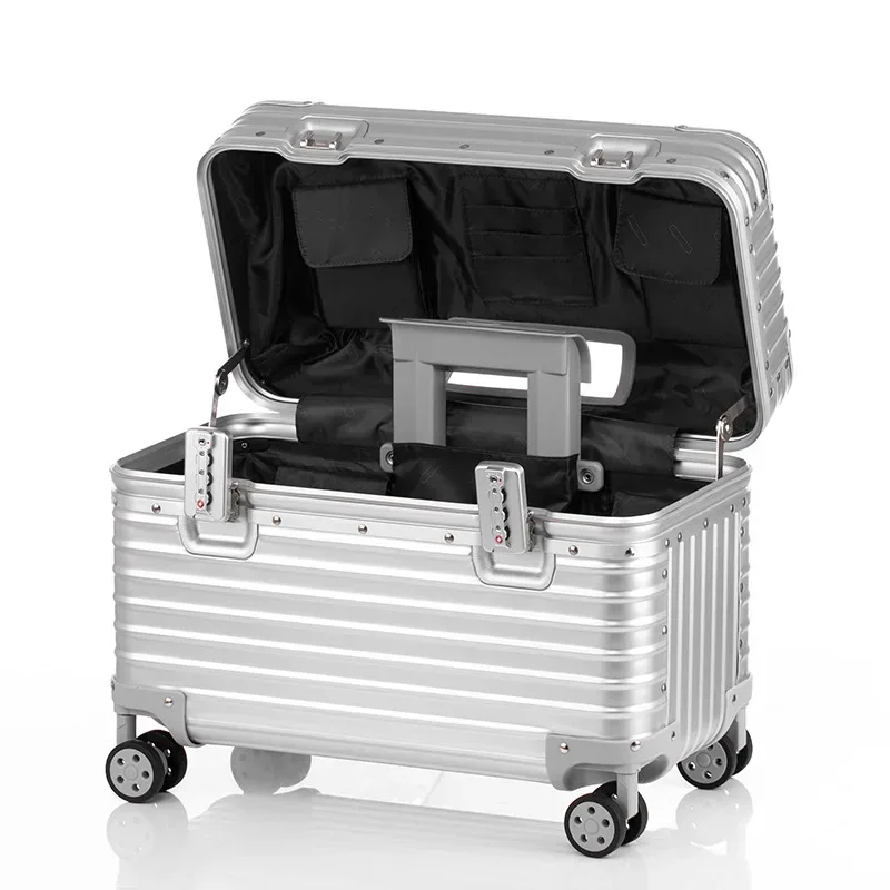 Valise cabine de voyage petite bagage en métal 100% aluminium valises à roulettes de voyage boîte pour appareil photo boîtier de chariot 18/20/22 pouces
