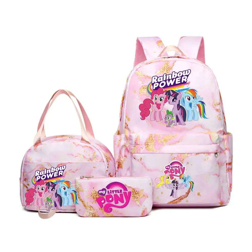sac à dos my little pony, ensemble de 3 pièces, sac d'école pour étudiants, trousse à crayons, sac à dos de voyage pour adolescents, sac à dos décontracté pour ordinateur portable, mochilas