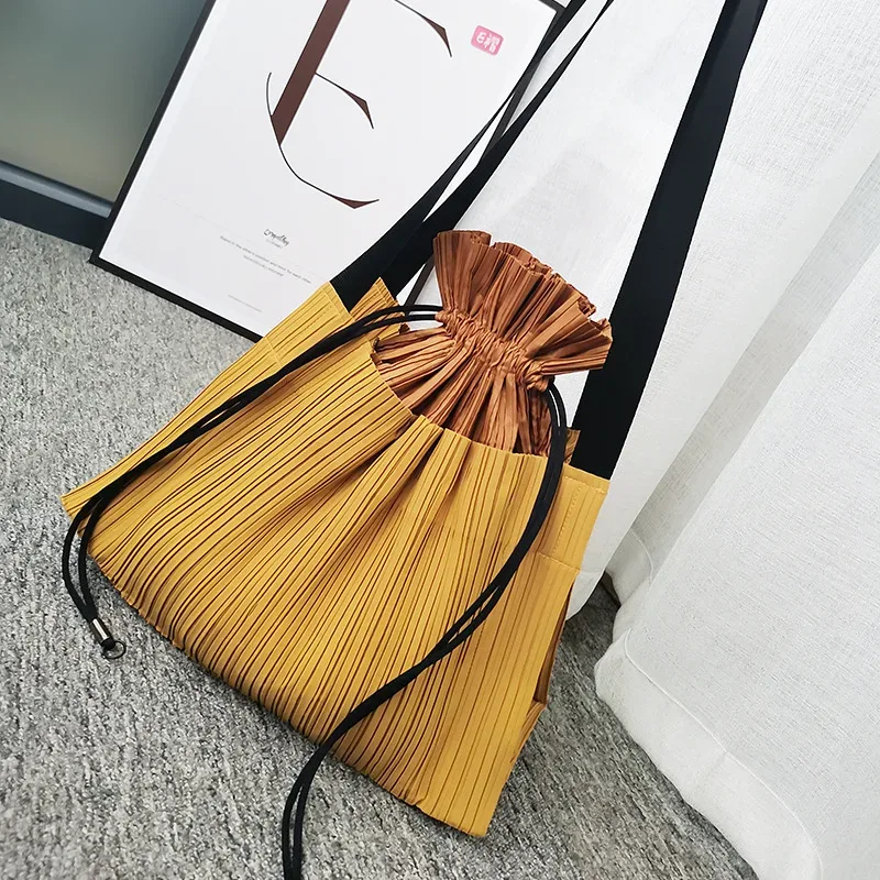 miyake – sac à main multifonctionnel plissé avec cordon de serrage, rangement simple de grande capacité, sacs à dos de voyage à bandoulière pour femmes