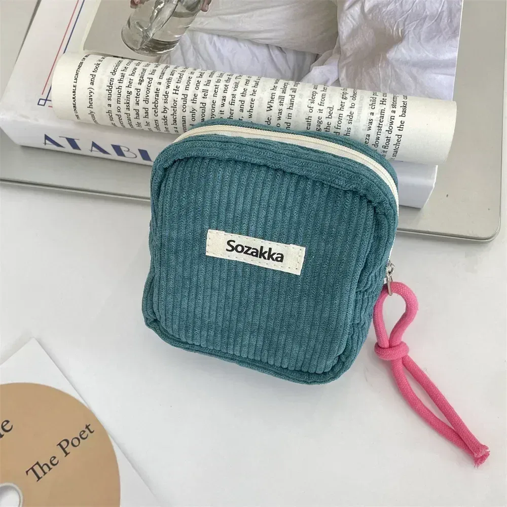 porte-monnaie pour femmes avec fermeture éclair, grande capacité, sac à cosmétiques, serviettes hygiéniques, écouteurs, pochette à rouge à lèvres, petite trousse de maquillage carrée
