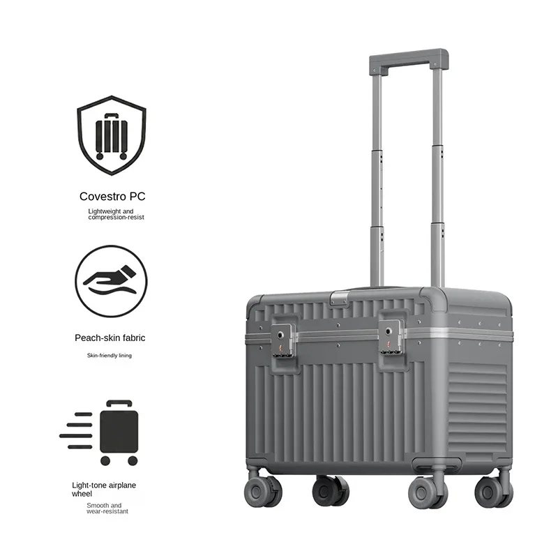 valise de cabine à roulettes 20 pouces, ouverture par le haut, en pc, avec cadre en aluminium épaissi et serrure tsa