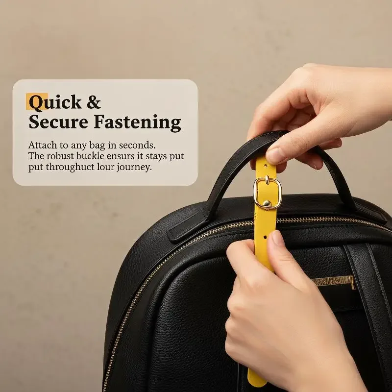 sangles d'étiquettes de bagages en pu résistantes aux rayures, boucles en alliage multicolores pour voyages d'affaires, porte-étiquettes de valise