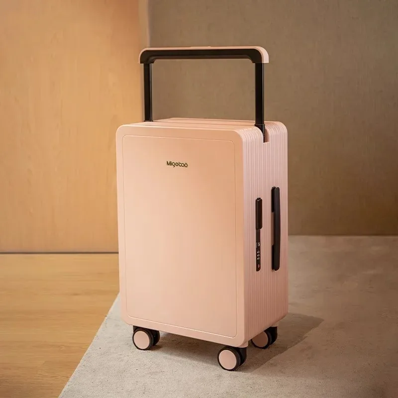 bagage roulant à guidon large, valise de chariot d'équilibre de voyage en matériau pc durable de haute qualité avec 360 ° verrouillage tsa pour roue rotative