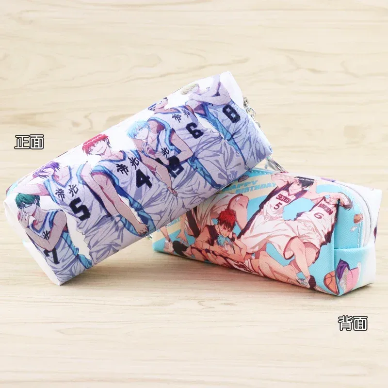 anime kuroko no basket sac à crayons en cuir pu kuroko tetsuya sac à cosmétiques à fermeture éclair trousse de maquillage de voyage