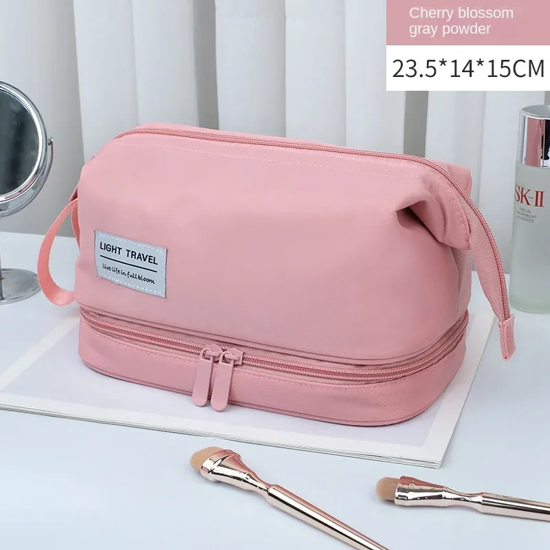 sac à cosmétiques de grande capacité, trousse de toilette double couche, organisateur de maquillage, trousse de voyage de toilette ​ essentiels de voyage portables