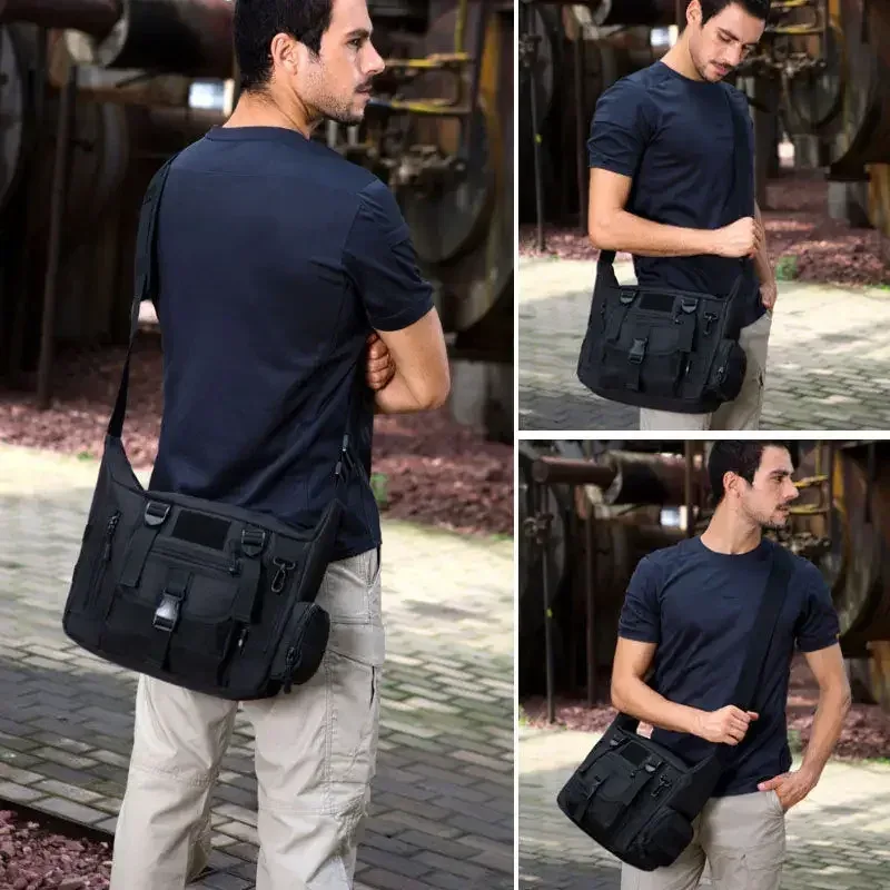 sac à bandoulière militaire tactique étanche multi-poches, sac à bandoulière pour ordinateur portable, sac messager molle pour documents a4, fourre-tout de voyage