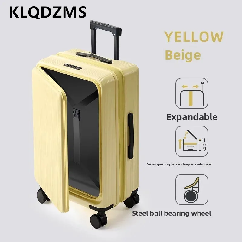 klqdzms bagage extensible abs + pc valise d'embarquement 20 "22" 24 "26" 28 pouces bagage de grande capacité valise de voyage à main pour femme