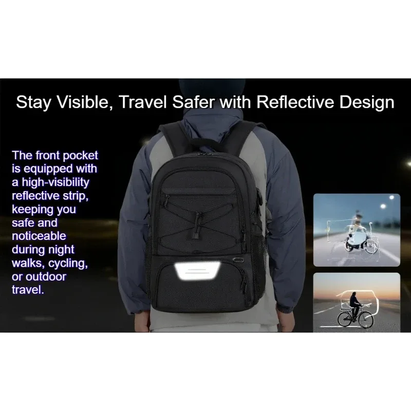 sac à dos de sport pour basket-ball 35l avec compartiment pour chaussures, sac de sport réfléchissant pour ordinateur portable 15,6 pouces pour hommes et femmes