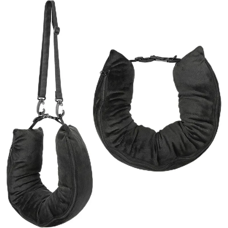 sac de voyage multifonctionnel pour oreiller de cou avec pochette de rangement, oreiller confortable en forme de u, housse d'oreiller de bagage, sac portable