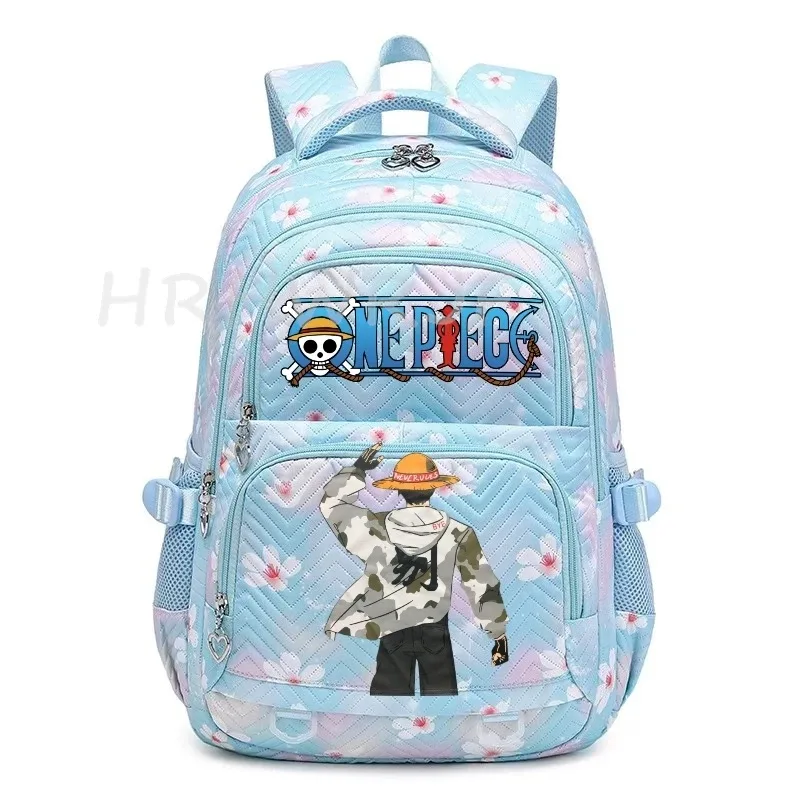 sacs à dos anime one piece légers avec fermoir, imprimé violet monkey d luffy, pour garçons et filles, grande capacité, pour adolescents, ordinateur portable, école, voyage, mochila