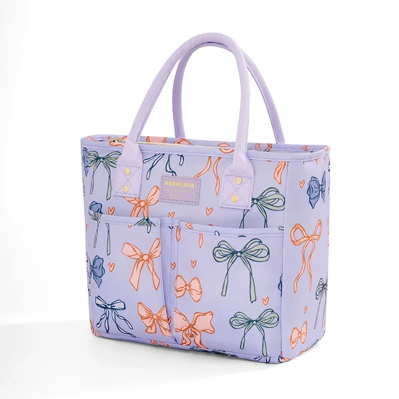 sac de boîte à déjeuner isolé étanche, fourre-tout multi-poches, sac de rangement des aliments imprimé léopard/arc pour le travail et l'école