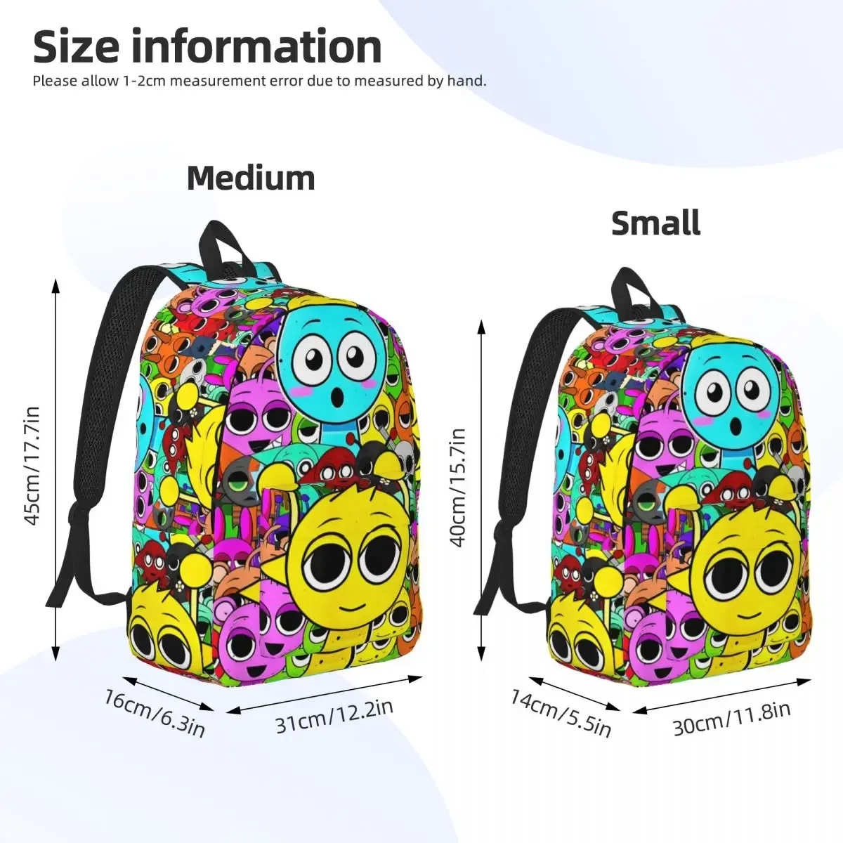 sacs à dos en toile sprunkis avec impression 3d personnalisée, sacs de voyage pour l'école et l'université, pour femmes et hommes, pour ordinateur portable de 15 pouces