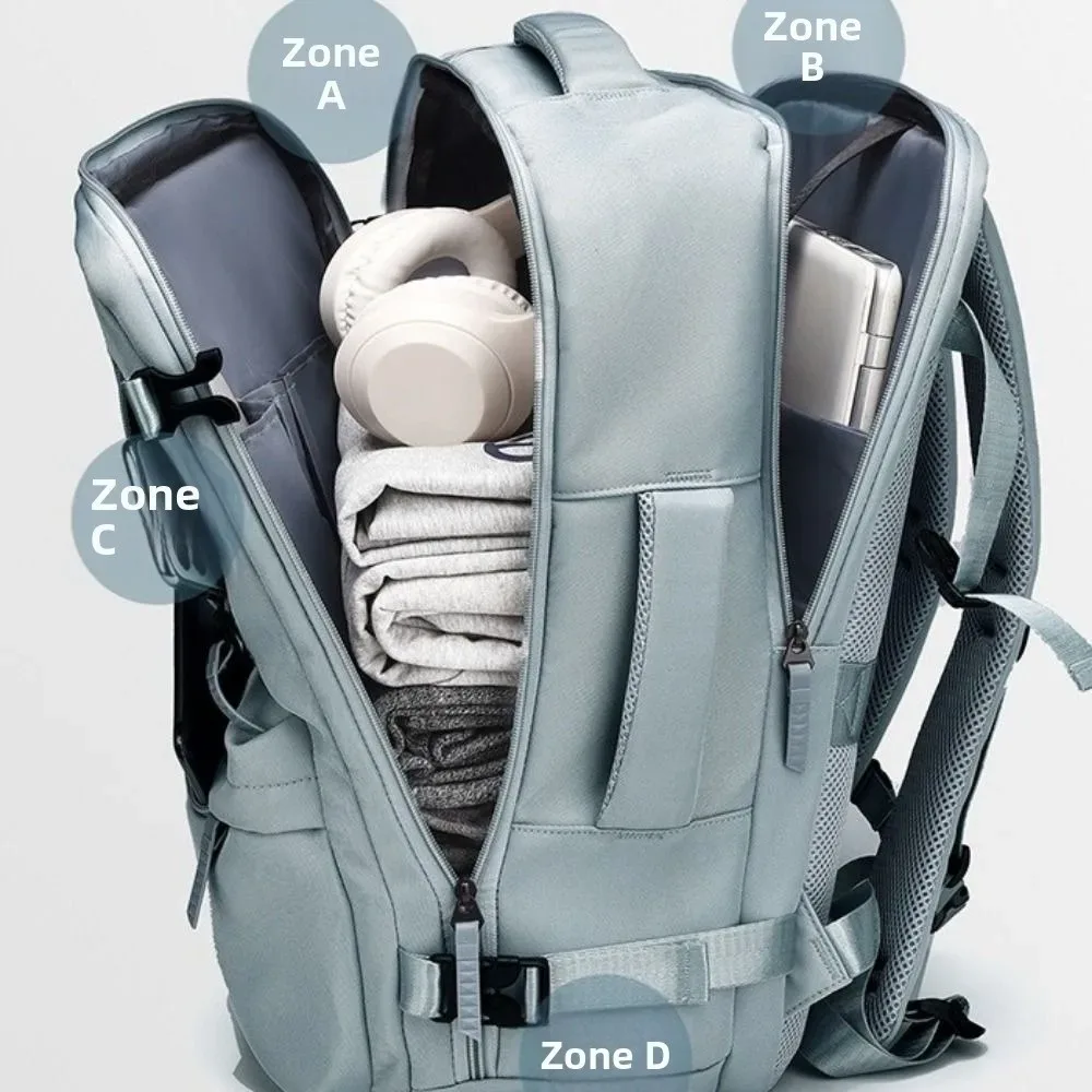 sac à dos de voyage à séparation sec et humide, imperméable, antivol, grande capacité, sac de cabine, plusieurs poches