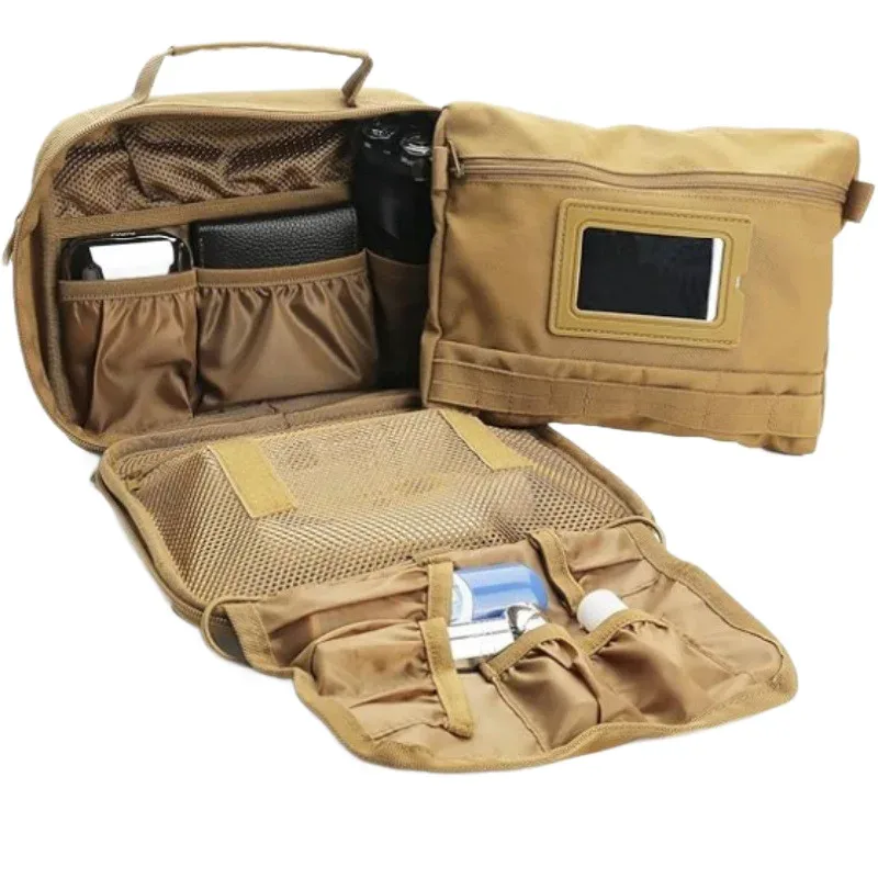 sac de toilette tactique pour hommes, organisateur de voyage imperméable, trousse de maquillage pour femmes, pochette de rangement pour cosmétiques avec crochet de salle de bain.