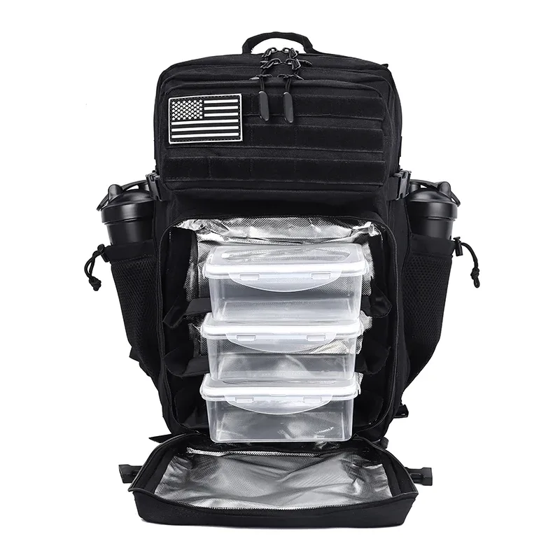 45l sac à dos de gestion des repas pour hommes femmes tactique adultes isolé déjeuner athlètes sac de sport sacs à dos de sport avec porte-bouteille