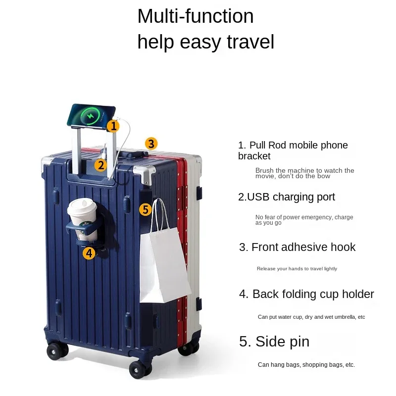 nouvelle valise à cadre en aluminium, capacité importante 3:7, avec serrure à combinaison, multifonctionnelle, à roulettes, pour bagage cabine