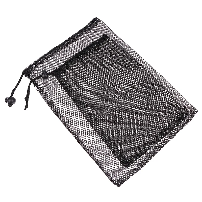 sac de rangement multifonctionnel en nylon noir durable avec cordon de serrage, idéal pour la maison, les voyages, les activités de plein air, le linge et comme sac de rangement.
