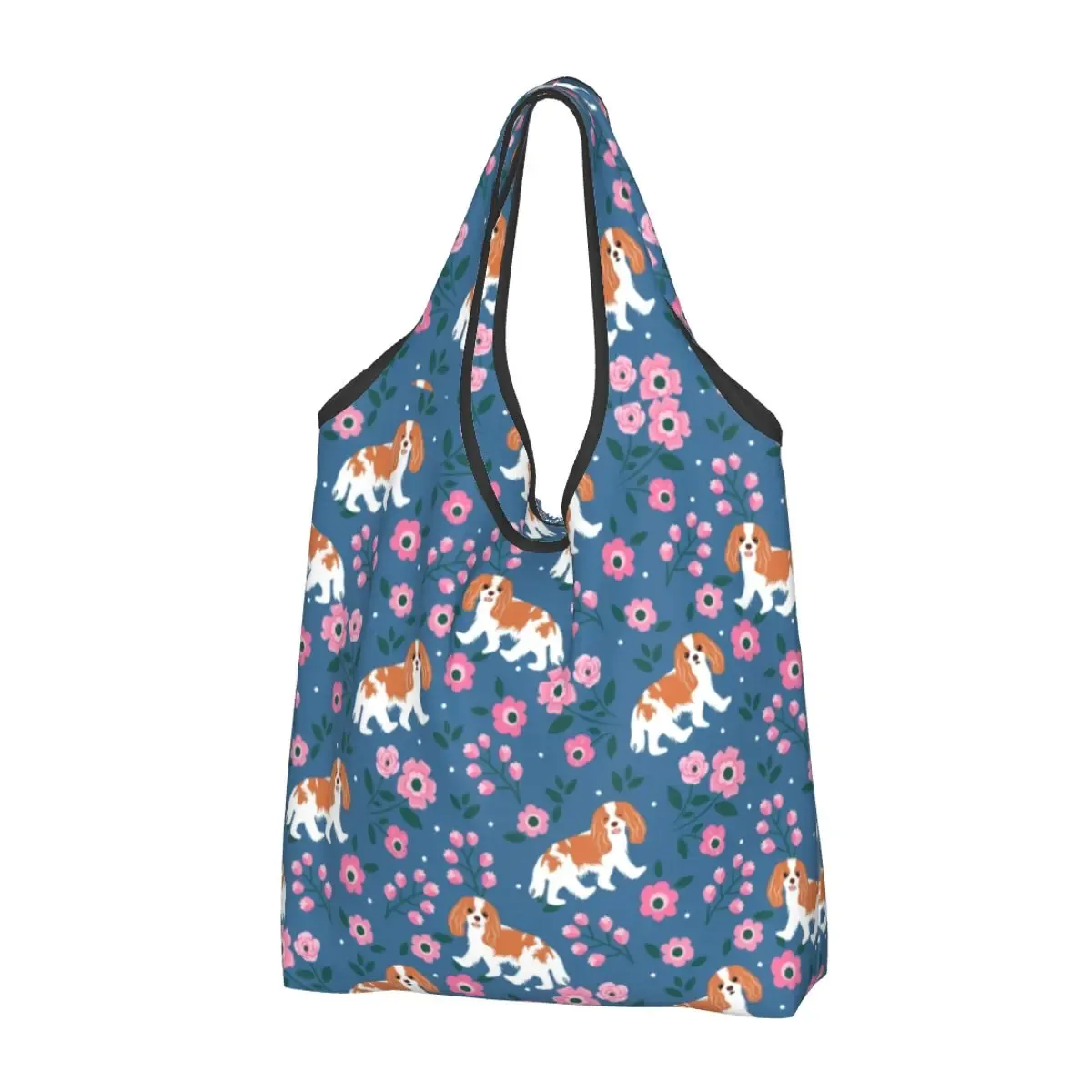 cavalier king charles épagneul groupe familial épicerie sac fourre-tout kawaii chien épaule shopper sacs grande capacité sacs à main