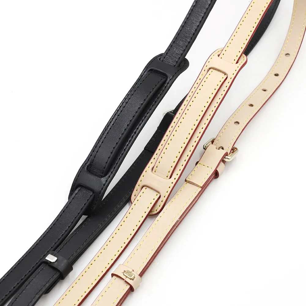 sangle de sac à bandoulière en cuir de vache de luxe, longue sangle réglable en cuir véritable, couleur noir beige, accessoires de ceinture pour sac féminin