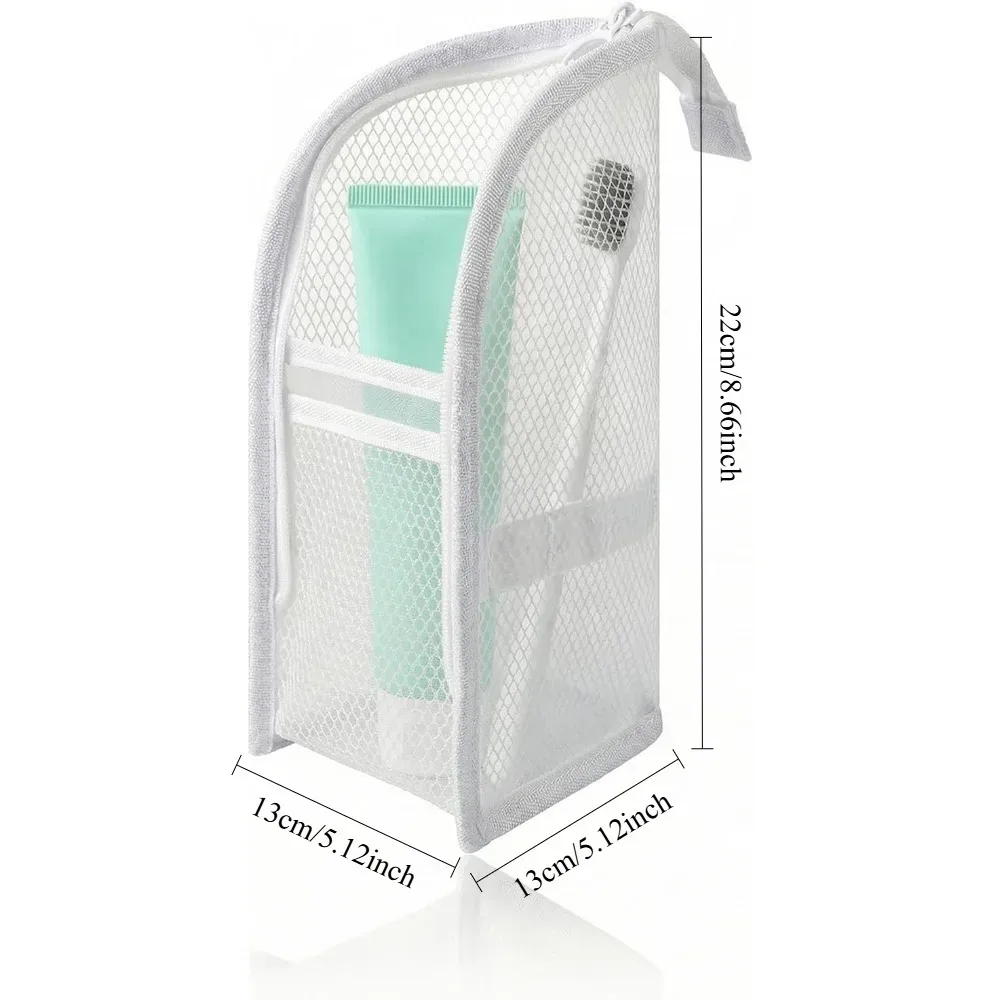trousse de toilette en maille respirante à séchage rapide, support vertical pour brosse à dents, organisateur de maquillage et cosmétiques pour voyage, gym, dortoir universitaire